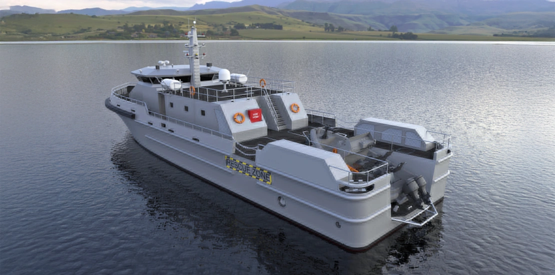 Front view of ARES 108 BLAZE patrol craft