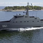 ARES 138 FPB fast patrol boat moving at high speed