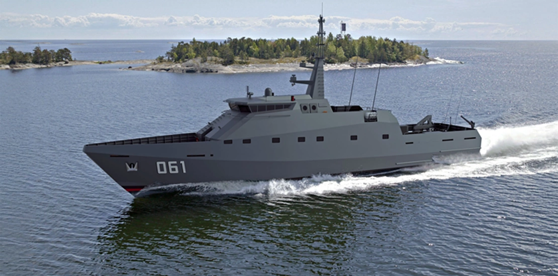ARES 138 FPB fast patrol boat moving at high speed