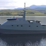 Side profile of ARES 138 FPB patrol vessel