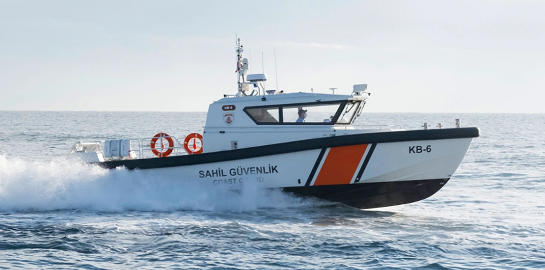 Rear view of ARES 35 FPB patrol boat