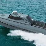 Side profile of ARES 35 HARPOON fast attack vessel