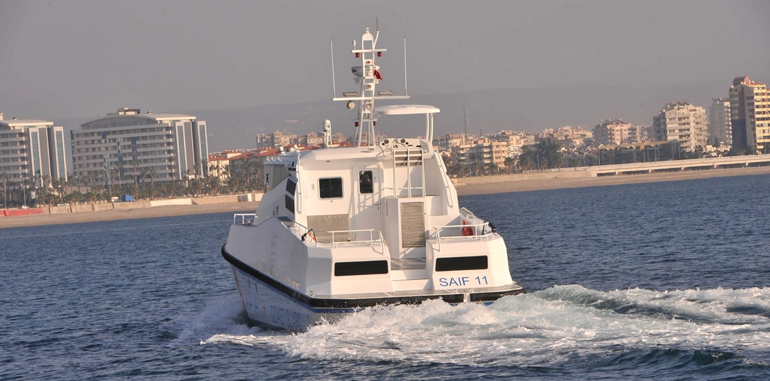 Rear view of ARES 58 FPB patrol boat