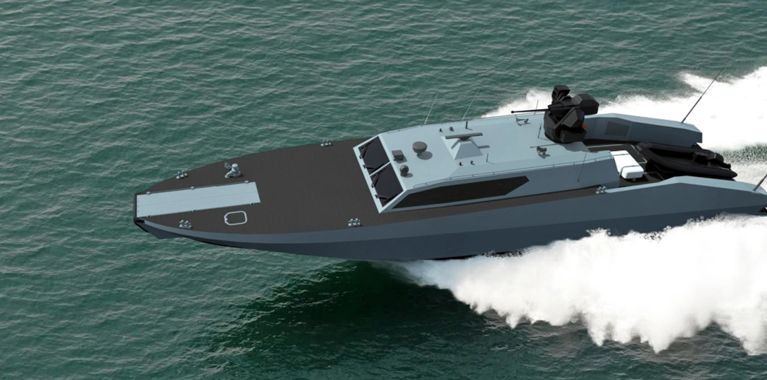 ARES 80 SAT equipped with auto-stabilized remote-controlled naval weapon system for versatile combat scenarios