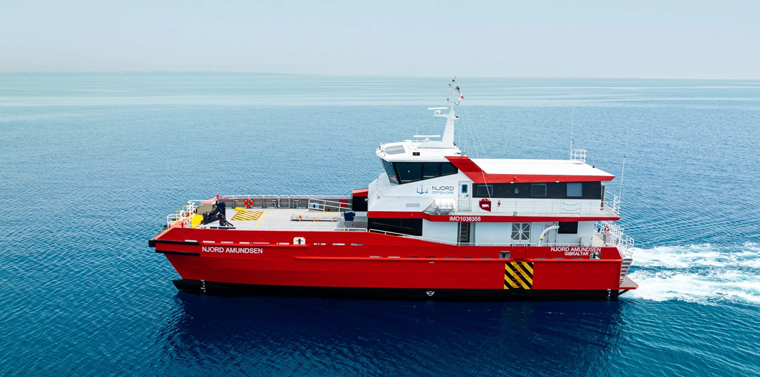 NJORD 32 CTV supporting crew operations in offshore windfarm missions