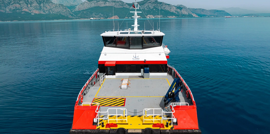 NJORD 32 CTV supporting offshore windfarm operations with crew and equipment transport
